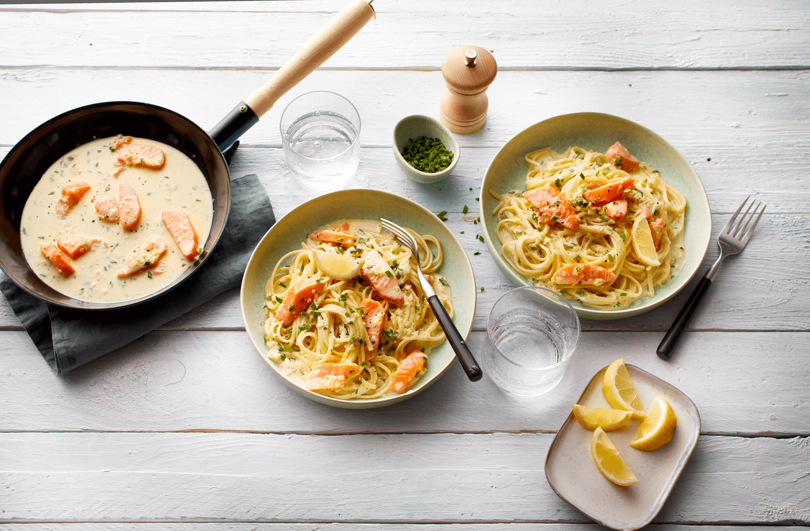 Linguini mit Lachs in Wasabi-Rahm Rezept - REWE.de